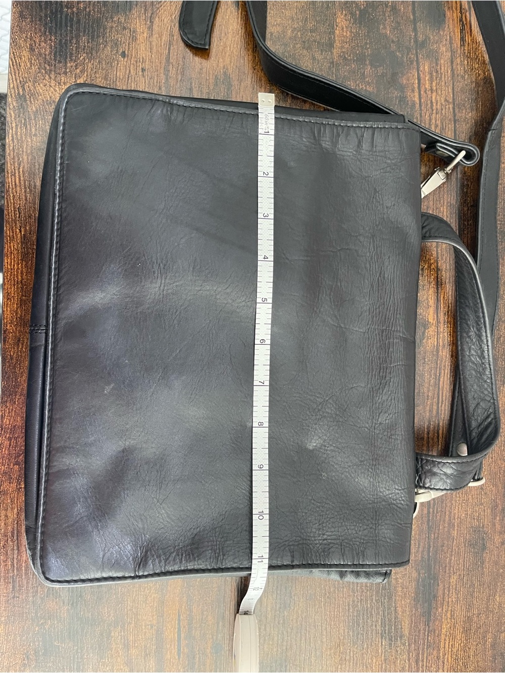 Wilsons Leather Black Leather Messenger Bag with Top Handle - Picture 11 of 12